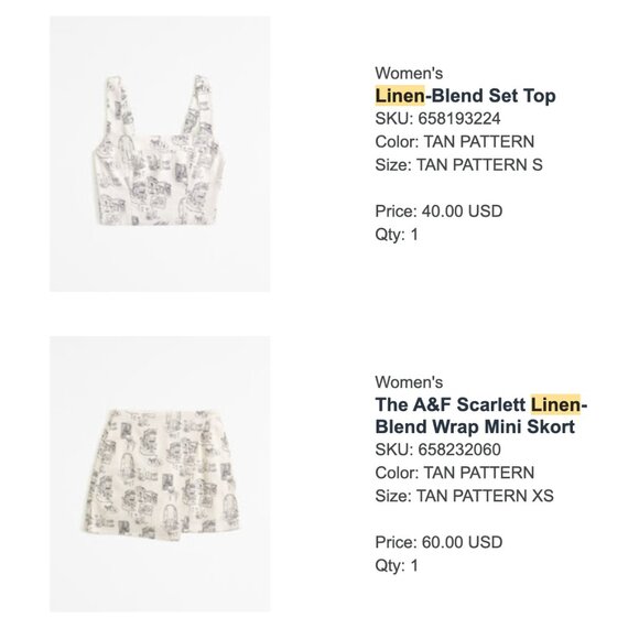 Abercrombie and Fitch Linen Blend Printed Set xs/s - Picture 2 of 9